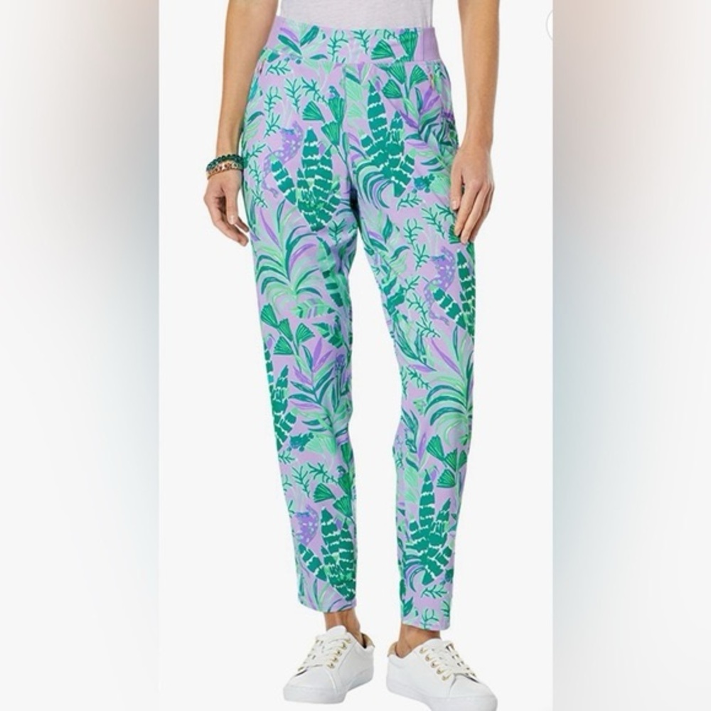 Lilly Pulitzer Luxletic Run Around Pant Purple Iris On The Chase Size Large - Picture 4 of 8